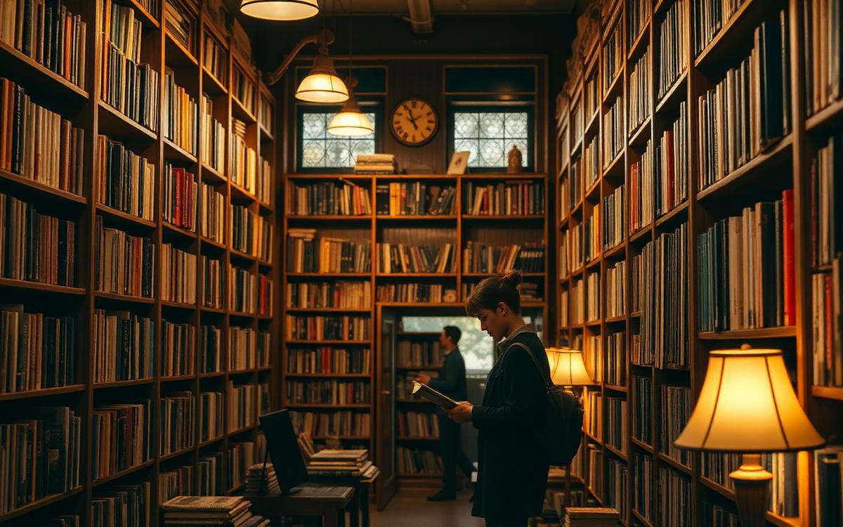 Intérieur chaleureux d'une librairie indépendante